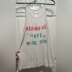 Electric Pink White Tank Top with Colorful ‘Mermaids Have More Fun’ Text